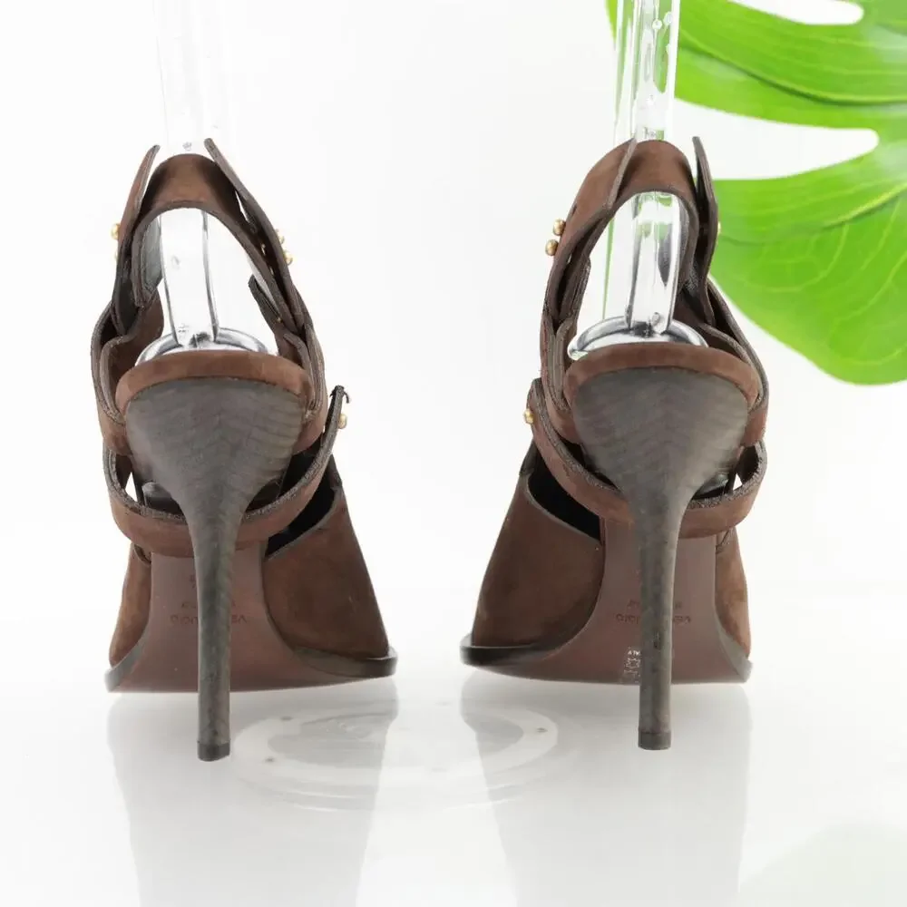 Giuseppe Zanotti Womens Thakoon Pumps Size 39.5 9.5 Brown Leather Slingback Heel